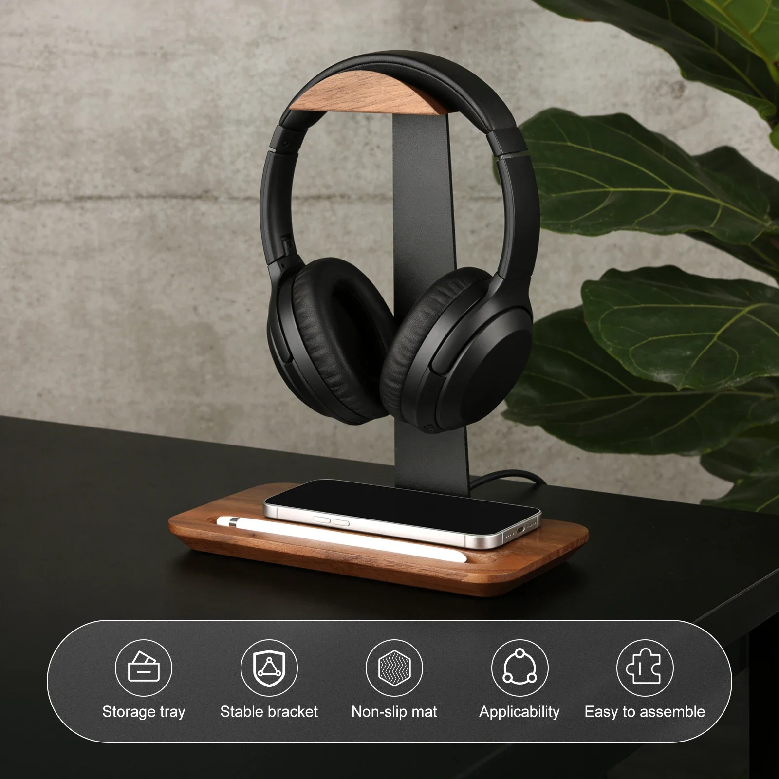Universele houten hoofdtelefoo - Headphone Stand Desk recensie en prijs